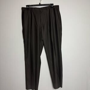 Haggar Men Classic Fit Pleated Front Brown Dress Pants 38x30 Casual Business